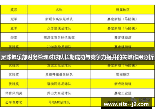 足球俱乐部财务管理对球队长期成功与竞争力提升的关键作用分析